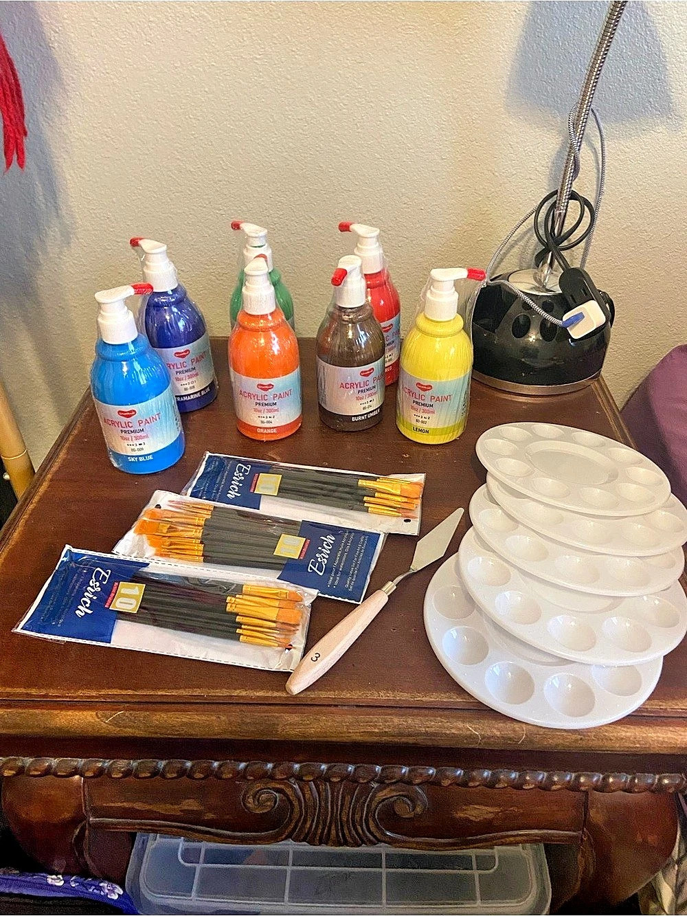 Acrylic Paint & Brush Supply Lot